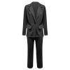 ERTUPE Women's 2 Piece Casual Blazers Open Front Long Sleeve Work Office Jackets and Pants Business Office Suit Set Black view 2