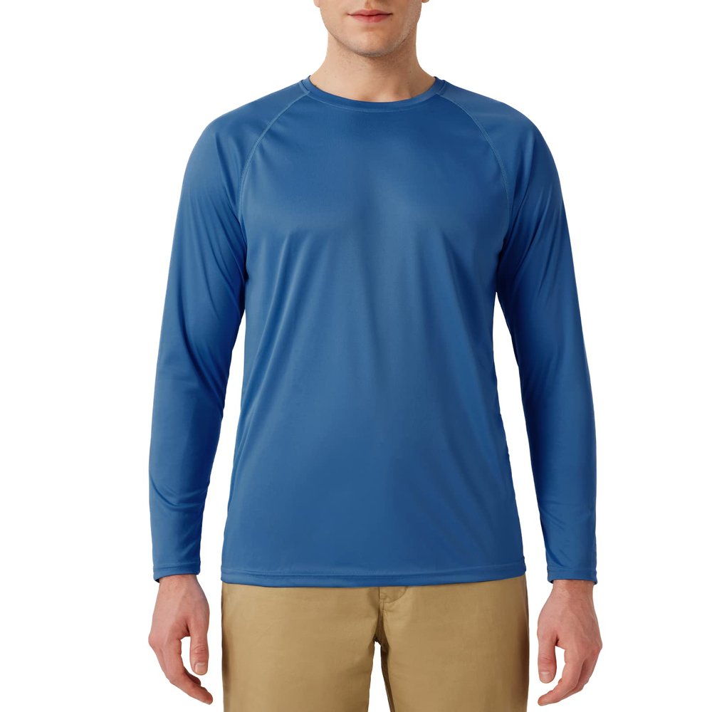SG Edge Men's Activewear Basic Outdoor Series Sun Protection Long Sleeve Shirt,Steel Blue,L