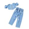 Kids Infant Shorts Sleeve Suit Girl's Off The Shoulder Short Sleeve Drawstring Wipe Chest Top Denim (Blue, 6-7 Years) view 1