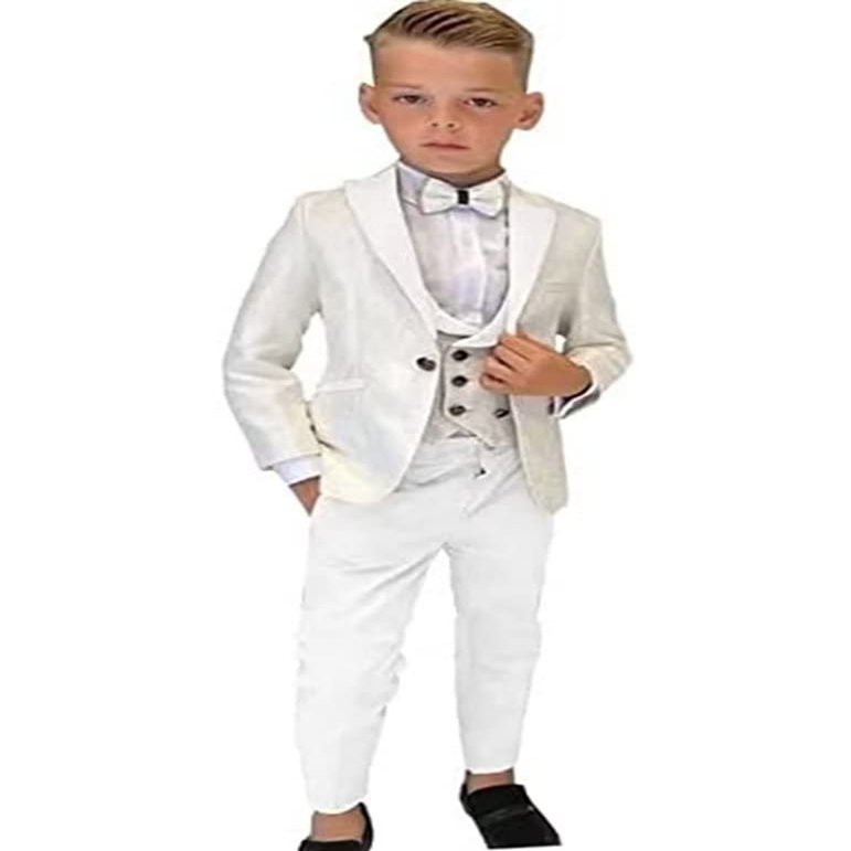 Boys Formal Suit Wedding Tuxedo 3 Pieces Jacket Pants Vest Kids Party Blazer,Boys Formal Vest Set White