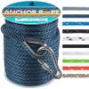 3/8 Inch 100 FT Anchor Rope, Boat Anchor Rope Solid Braid MFP, Anchor Line with 316 Stainless Steel Thimble and Snap Hook - Navy Blue view 1