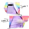 MODAFANS Girls Tennis Golf Dress Athletic Outfit Kids Tie dye Tank Top and Skorts Sets Sports Skirt with Shorts 12-13Years,Colorful Rainbow view 4