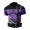 Ymosrh Men's Polo Shirts, Shirt Shirts Short Sleeve for Men Cotton Shirt Golf Geometry Turndown 3D Print Outdoor Street Short Sleeves Button-Down Clothing Apparel Fashion Designer Casual (M, Purple) view 2