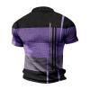Ymosrh Men's Polo Shirts, Shirt Shirts Short Sleeve for Men Cotton Shirt Golf Geometry Turndown 3D Print Outdoor Street Short Sleeves Button-Down Clothing Apparel Fashion Designer Casual (M, Purple) view 3