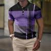 Ymosrh Men's Polo Shirts, Shirt Shirts Short Sleeve for Men Cotton Shirt Golf Geometry Turndown 3D Print Outdoor Street Short Sleeves Button-Down Clothing Apparel Fashion Designer Casual (M, Purple) view 4