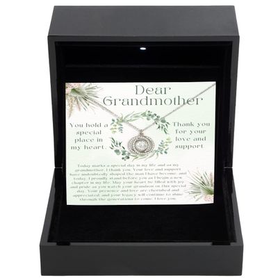 Double Crystal Circle Necklace Luxury Box Grandmother of The Groom Gift, Great Grandmother Gift, giift for Grandmother, from Granddaughter, Wedding