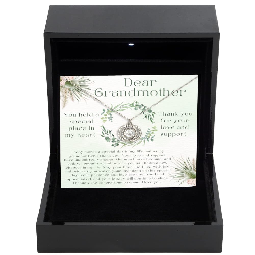 Double Crystal Circle Necklace Luxury Box Grandmother of The Groom Gift, Great Grandmother Gift, giift for Grandmother, from Granddaughter, Wedding