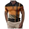 Ymosrh Golf Shirts, Polo Shirts for Men Mens Shirts Short Sleeve Tactical Shirts Men's Shirt Geometry Turndown 3D Print Outdoor Street Short Sleeves Button-Down Clothing Apparel Fashion (XXL, Orange) view 1
