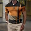 Ymosrh Golf Shirts, Polo Shirts for Men Mens Shirts Short Sleeve Tactical Shirts Men's Shirt Geometry Turndown 3D Print Outdoor Street Short Sleeves Button-Down Clothing Apparel Fashion (XXL, Orange) view 2