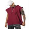 Aixdir Mens Sleeveless Shirts Workout Tops Gym Shirt Sleeveless Hooded Tank Top Muscle Shirt Wine Red view 3