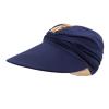 Women Pleated Empty Top Visors Cap Breathable Stretch Sun Hats Sunscreen Sunshade Beach Baseball Caps (Navy, One Size) view 2