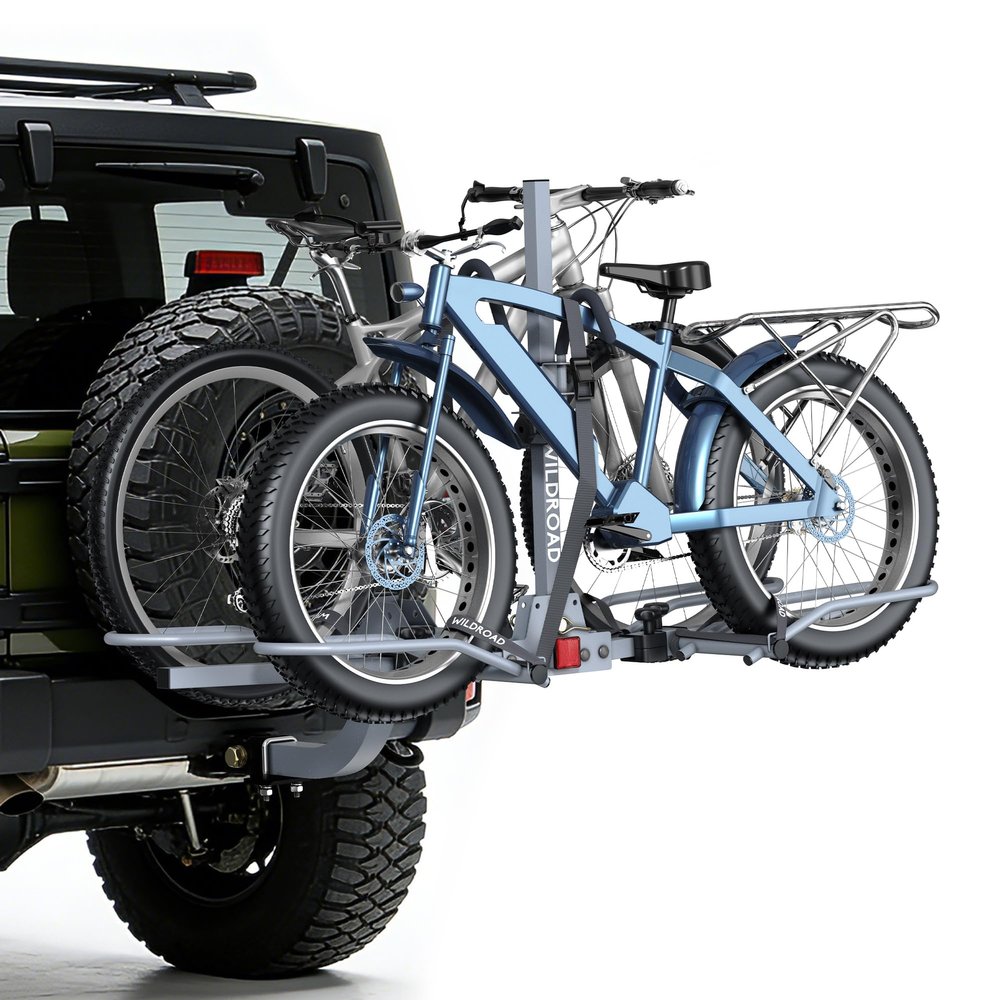 WILDROAD Hitch Bike Rack, Wobble Free Smart Tilting Bike Rack, Foldable 2-Bike Rack for Standard, Fat Tire and E-Bike, 2-Bike 180 lbs Capacity, Fits 2-inch Receiver