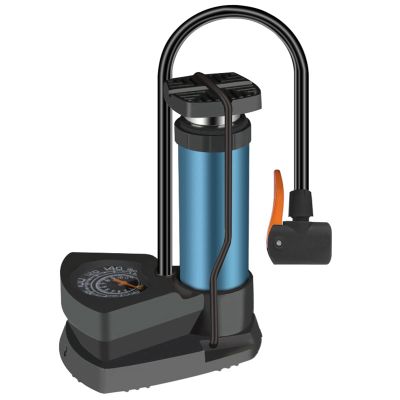 Vermon Mini Bike Pump Bike Floor Pump, Portable 160PSI Aluminum Universal Mini Bicycle Foot Tire Pump, Car Foot Tire Pump for Bicycle Ball Scooter Car Toys Inflatable Blue