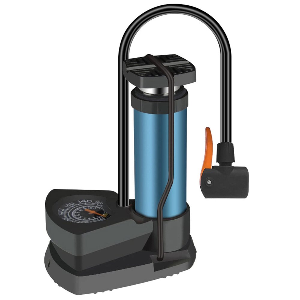 Vermon Mini Bike Pump Bike Floor Pump, Portable 160PSI Aluminum Universal Mini Bicycle Foot Tire Pump, Car Foot Tire Pump for Bicycle Ball Scooter Car Toys Inflatable Blue