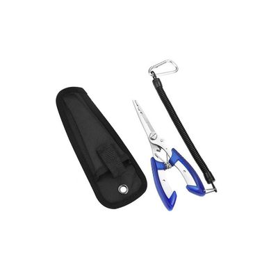 TopHomer Fishing Pliers, Saltwater Fish Hook Remover, Muti-Function Fishing Gear as Split Ring Plier Line Cutter Hook Remover, Sheath and Lanyard, Fishing Gear Gifts for Men, Blue