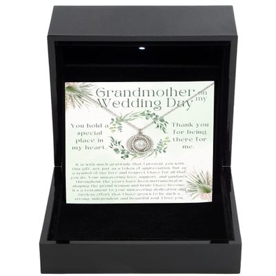 Double Crystal Circle Necklace Luxury Box Grandmother of The Bride Gift, Great Grandmother Gift, giift for Grandmother, from Granddaughter, Wedding