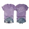 She Overcame Everything T Shirt Powerful Women Shirt She Overcame Everything That was Meant to Destroy Her Shirt Fun Funny Gifts V-Neck Casual Tee Positive Graphic Tee Shirts Plus Size XL Purple view 1