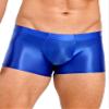 dPois Mens High Waist Shiny Compression Shorts Fitness Workout Boxer Shorts Gym Running Short Tights Blue Medium view 1