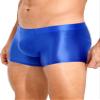 dPois Mens High Waist Shiny Compression Shorts Fitness Workout Boxer Shorts Gym Running Short Tights Blue Medium view 3