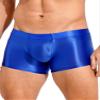 dPois Mens High Waist Shiny Compression Shorts Fitness Workout Boxer Shorts Gym Running Short Tights Blue Medium view 4