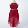 Hularka Kids Girls Floral Lace Pageant Dance Romper Gown Sleeveless Halter Flower Girl High-Low Dress Jumpsuit Burgundy 10 Years view 4