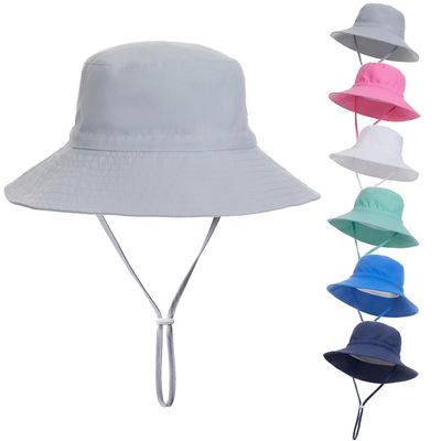 Baby Sun Hat Toddler Summer UPF 50+ Sun Protective Bucket Hat Wide Brim Beach Hats for Baby Boys Girls 0-6 Years Gray