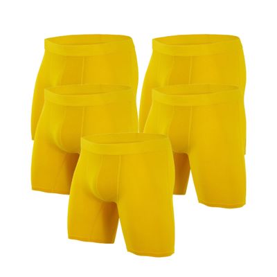 JEsilunmaMY Mens Mid Waist Cotton Boxer Briefs Solid Color Support Pouch Underwear Soft Stretch Athletic Sport Underpants (Yellow-5PC,XX-Large)