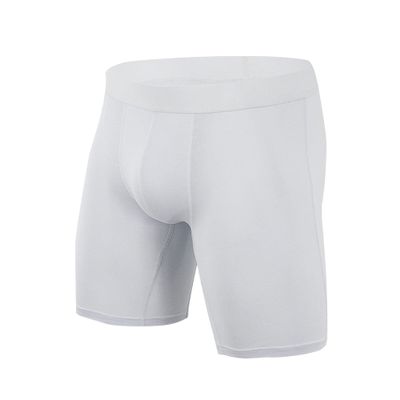 JEsilunmaMY Mens Mid Waist Cotton Boxer Briefs Solid Color Support Pouch Underwear Soft Stretch Athletic Sport Underpants (White-1PC,Medium)