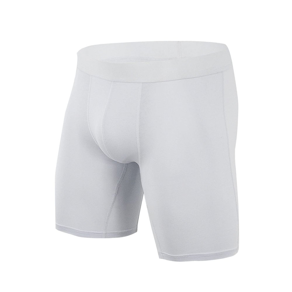 JEsilunmaMY Mens Mid Waist Cotton Boxer Briefs Solid Color Support Pouch Underwear Soft Stretch Athletic Sport Underpants (White-1PC,Medium)