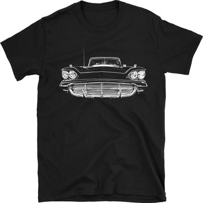 1960 Thunderbird Vintage Classic Car T-Shirt 100% Cotton (XXL, Black)