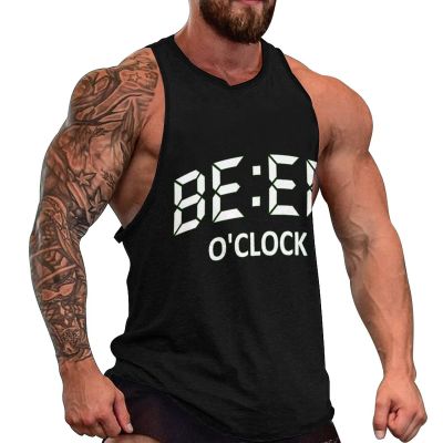 Love Beer O'Clock Men's Tank Top Fitness Sleeveless Gym Workout Shirts Casual Tee Tops 3XL