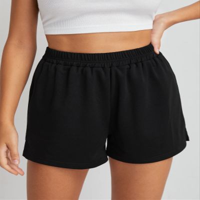 AMDMG Shorts for Women Split Side Track Shorts (Color : Black, Size : Large)
