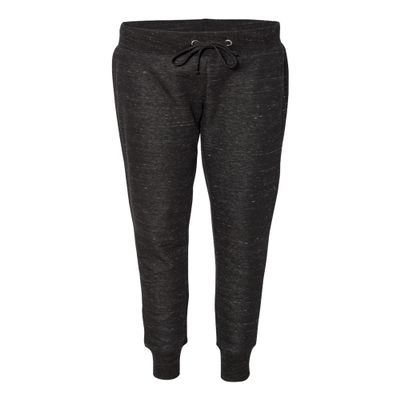 J. America Womens MLange Fleece Joggers, XL, Black