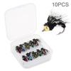 OriGlam 10pcs Fly Fishing Lures Kit - Fishing Fly, Handmade Lures Assortment with Artificial Bait Hooks for Bass, Trout, Salmon view 2