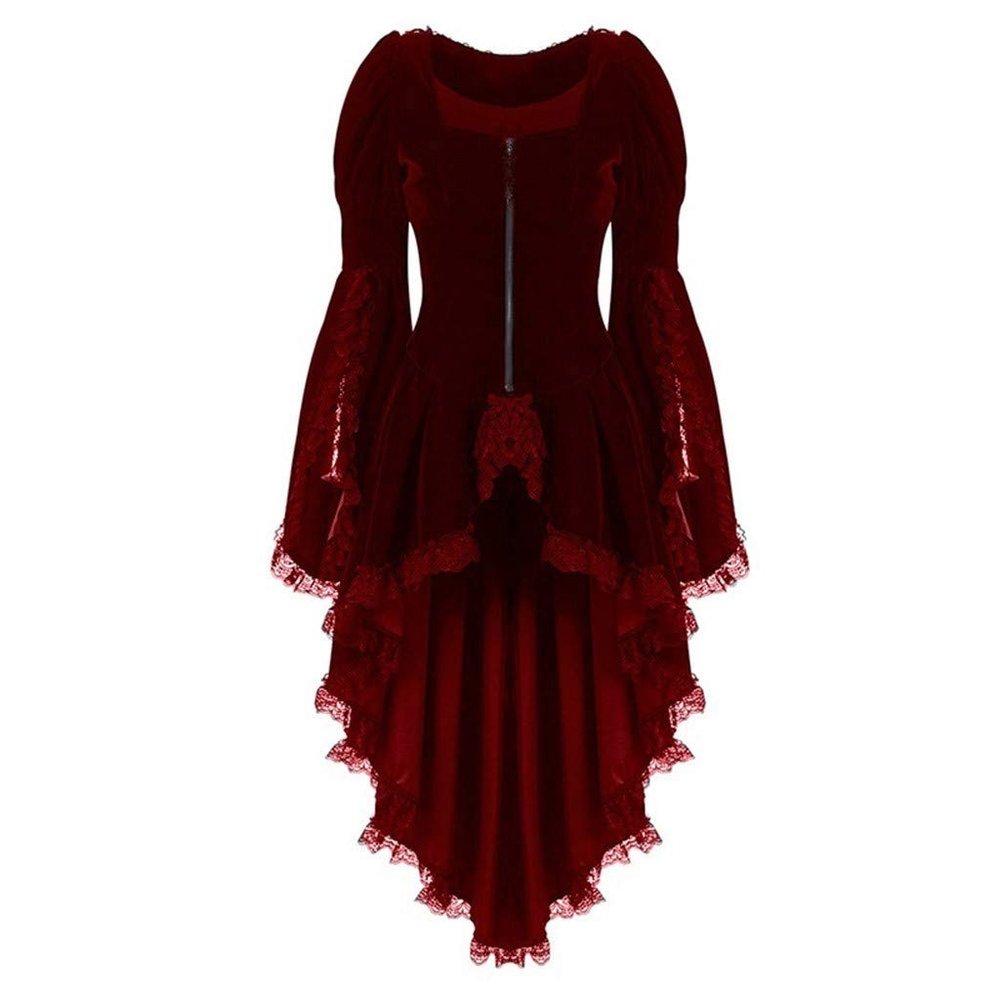 XUNRYAN Renaissance Dress Women Medieval Costume Flare Sleeve Corset Skirt Overskirt Elven Archer Irish Overdress Ball Gown