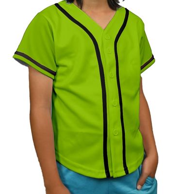 DIGITMON Kids Baseball Jersey Button Down Premium Hip Hop T Shirts Uniform Neongreen Black for 10y Toddlers