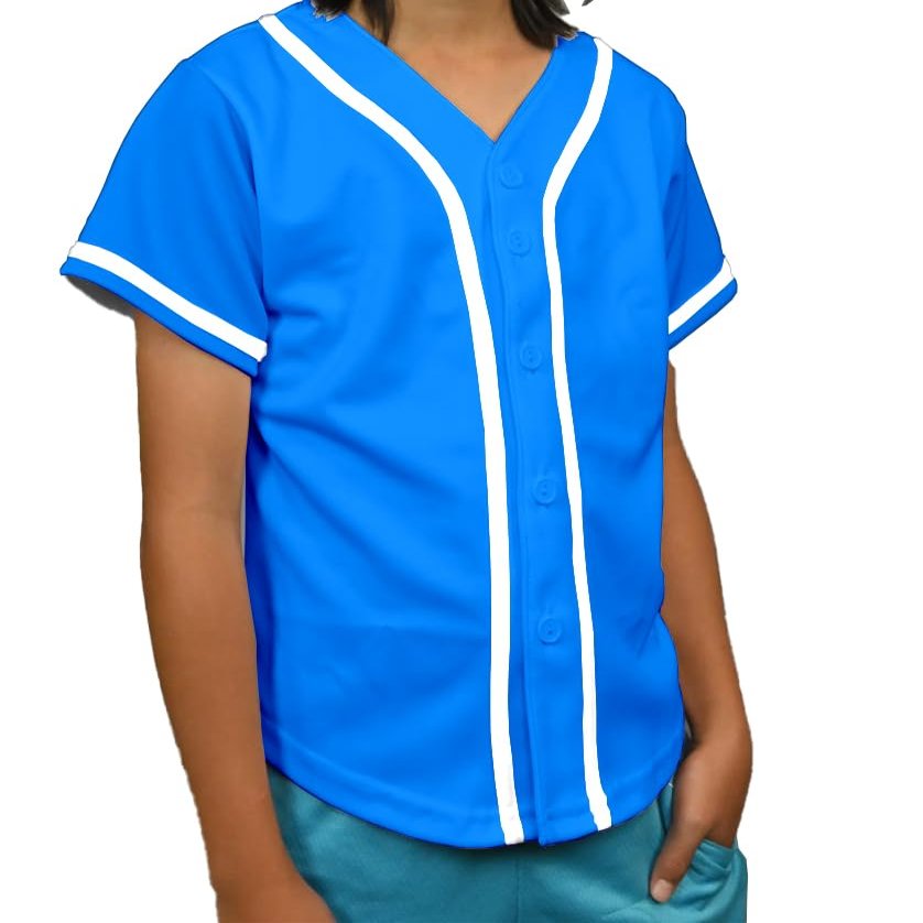 DIGITMON Kids Baseball Jersey Button Down Premium Hip Hop T Shirts Uniform Turquoise White for 4y Toddlers
