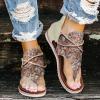 ZBYY Women's Casual Gladiator Flat Sandals Retro Dressy T-Strap Thong Sandals Slip-On Summer Beach Roman Sandals view 3
