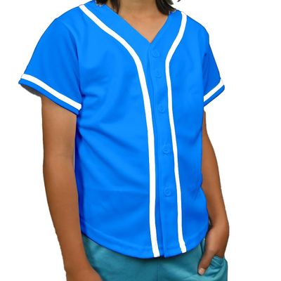 DIGITMON Kids Baseball Jersey Button Down Premium Hip Hop T Shirts Uniform Turquoise White for 8y Toddlers