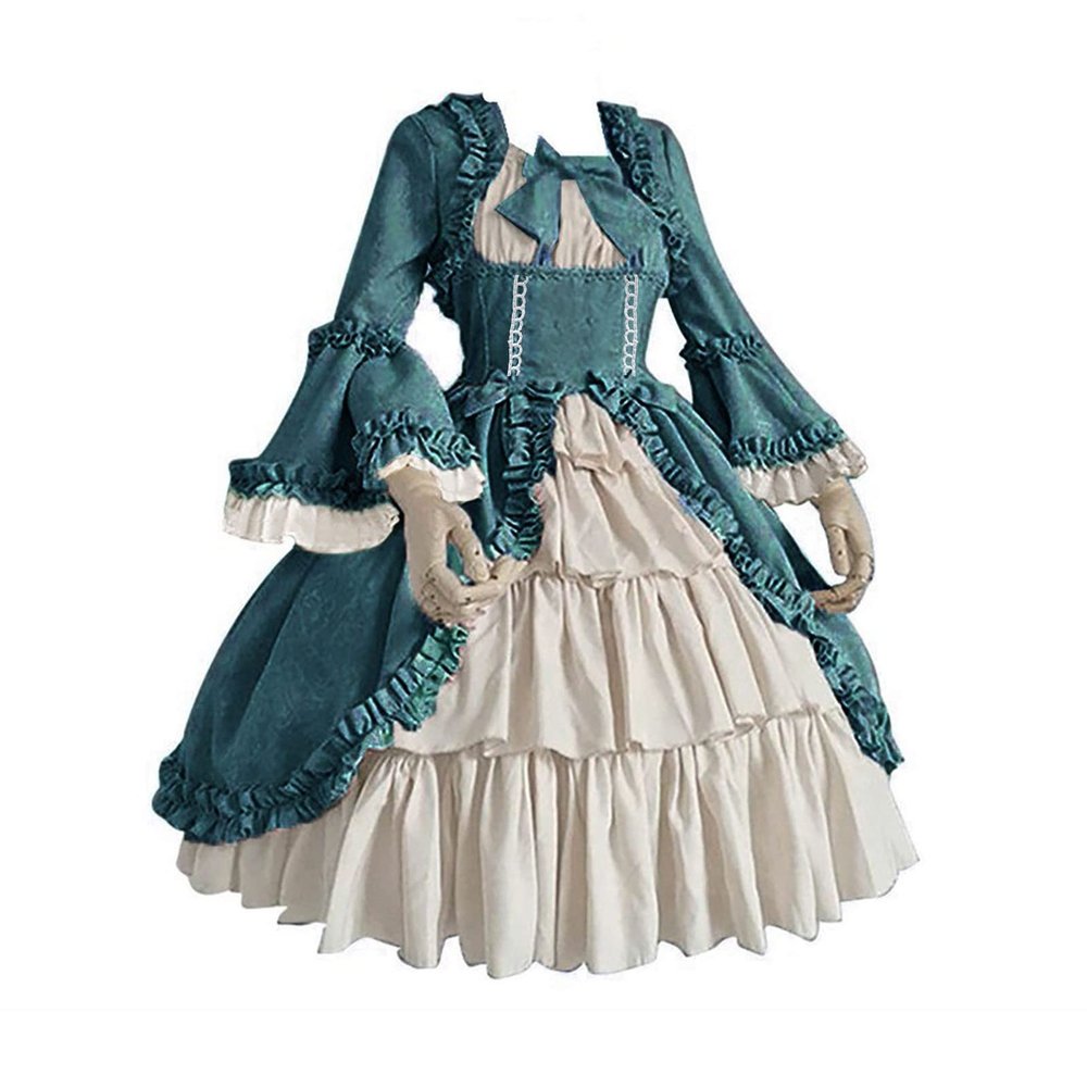 XUNRYAN Renaissance Dress Women Medieval Costume Flare Sleeve Corset Skirt Overskirt Elven Archer Irish Overdress Ball Gown
