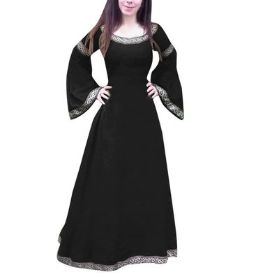 XUNRYAN Renaissance Dress Women Medieval Costume Flare Sleeve Corset Skirt Overskirt Elven Archer Irish Overdress Ball Gown