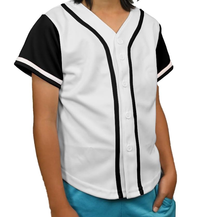 DIGITMON Kids Baseball Jersey Button Down Premium Hip Hop T Shirts Uniform White Black for 3y Toddlers