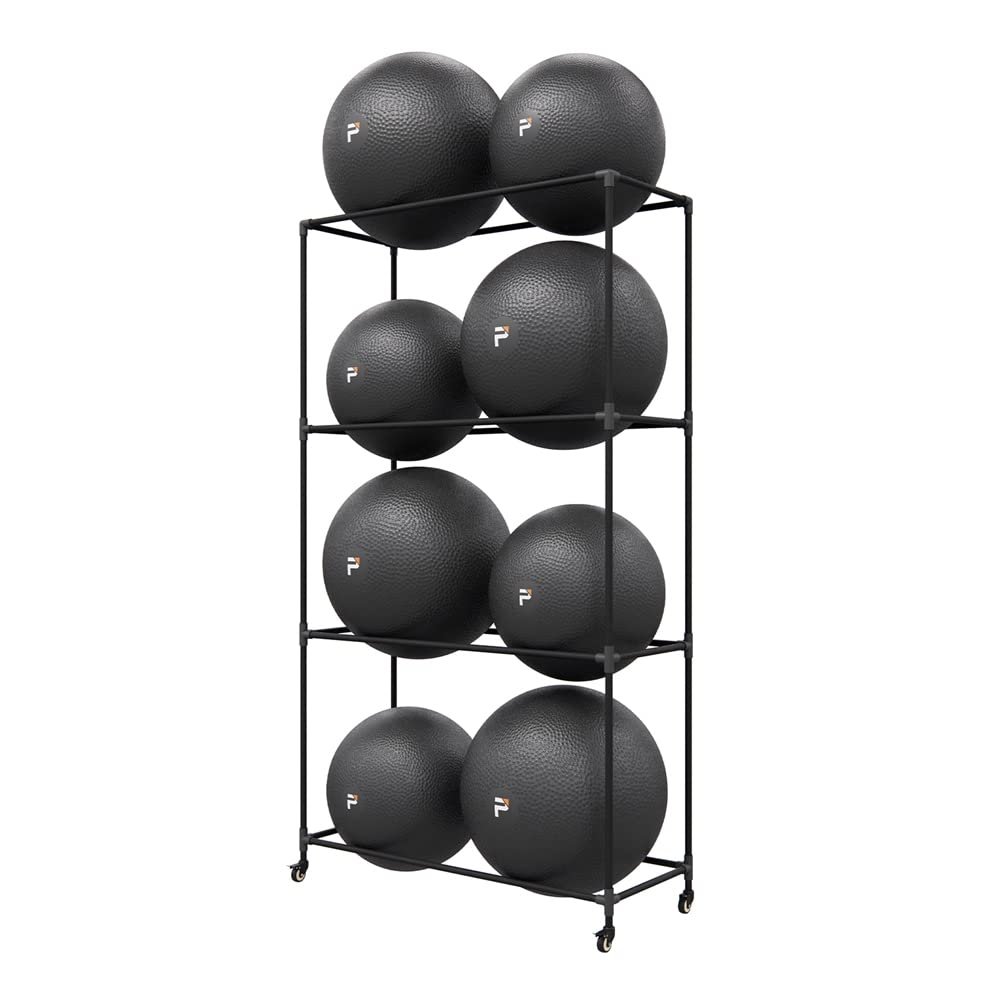 Power Systems Stability Ball Storage Rack  Metal Exercise Ball Rack for Gym & Studio, Freestanding Organizer Holds Up to 8 Stability or Yoga Balls
