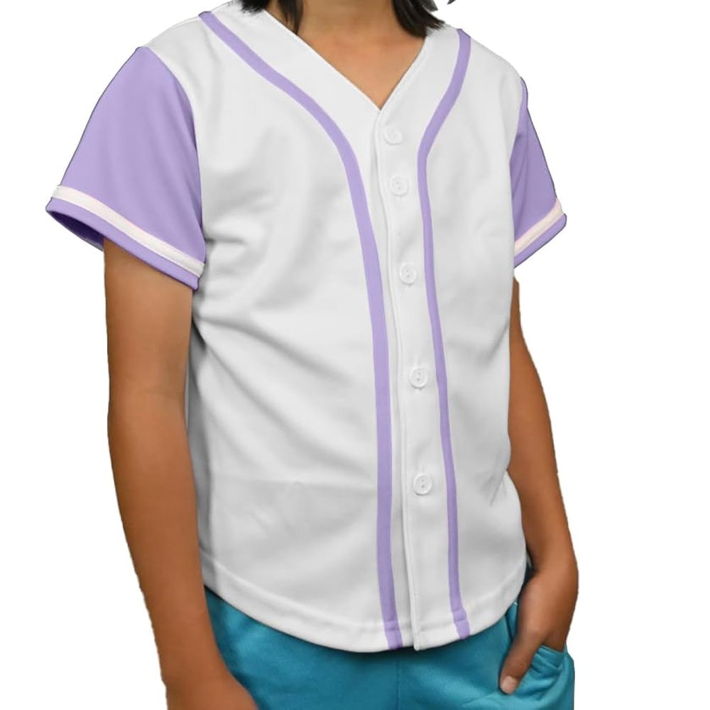 DIGITMON Kids Baseball Jersey Button Down Premium Hip Hop T Shirts Uniform White Lavender 12Mo Toddlers