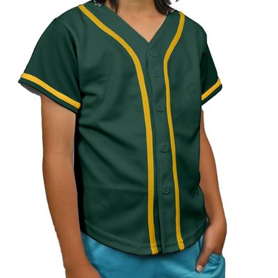 DIGITMON Kids Baseball Jersey Button Down Premium Hip Hop T Shirts Uniform ForestGreen Gold for 8y Toddlers