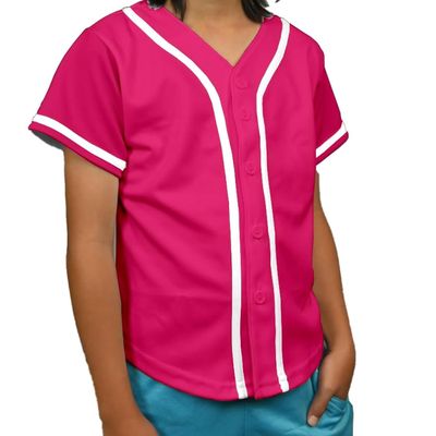 DIGITMON Kids Baseball Jersey Button Down Premium Hip Hop T Shirts Uniform Hotpink White for 14y Teenagers