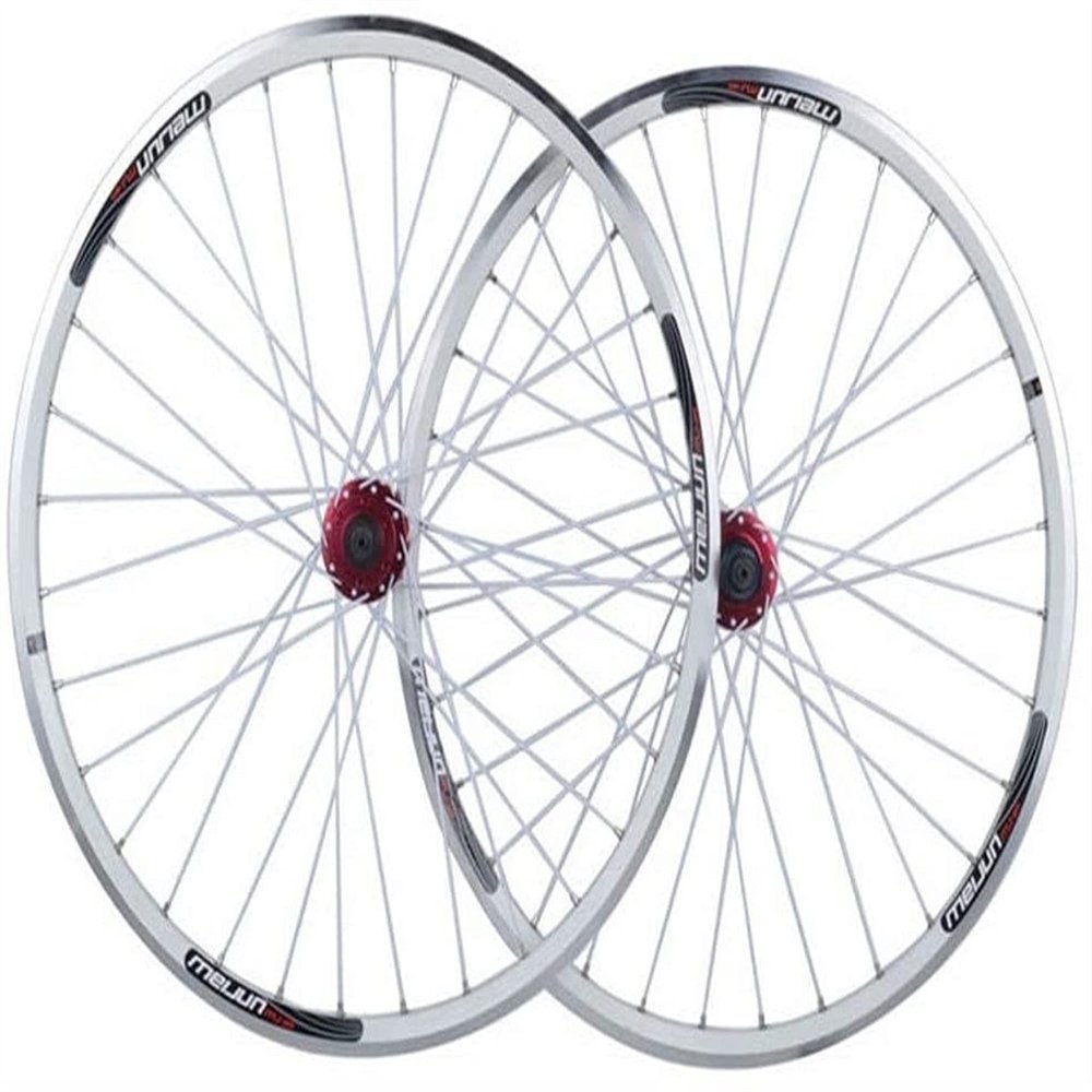 ZECHAO Mountain Bike Front Rear Wheel,Double Wall Alloy Rim Bike Wheelset 26 inch Quick Release 7-10 Speed V/Disc Brake 32H Wheelset (Color : White)