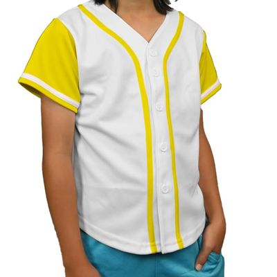 DIGITMON Kids Baseball Jersey Button Down Premium Hip Hop T Shirts Uniform White Yellow for 6y Toddlers