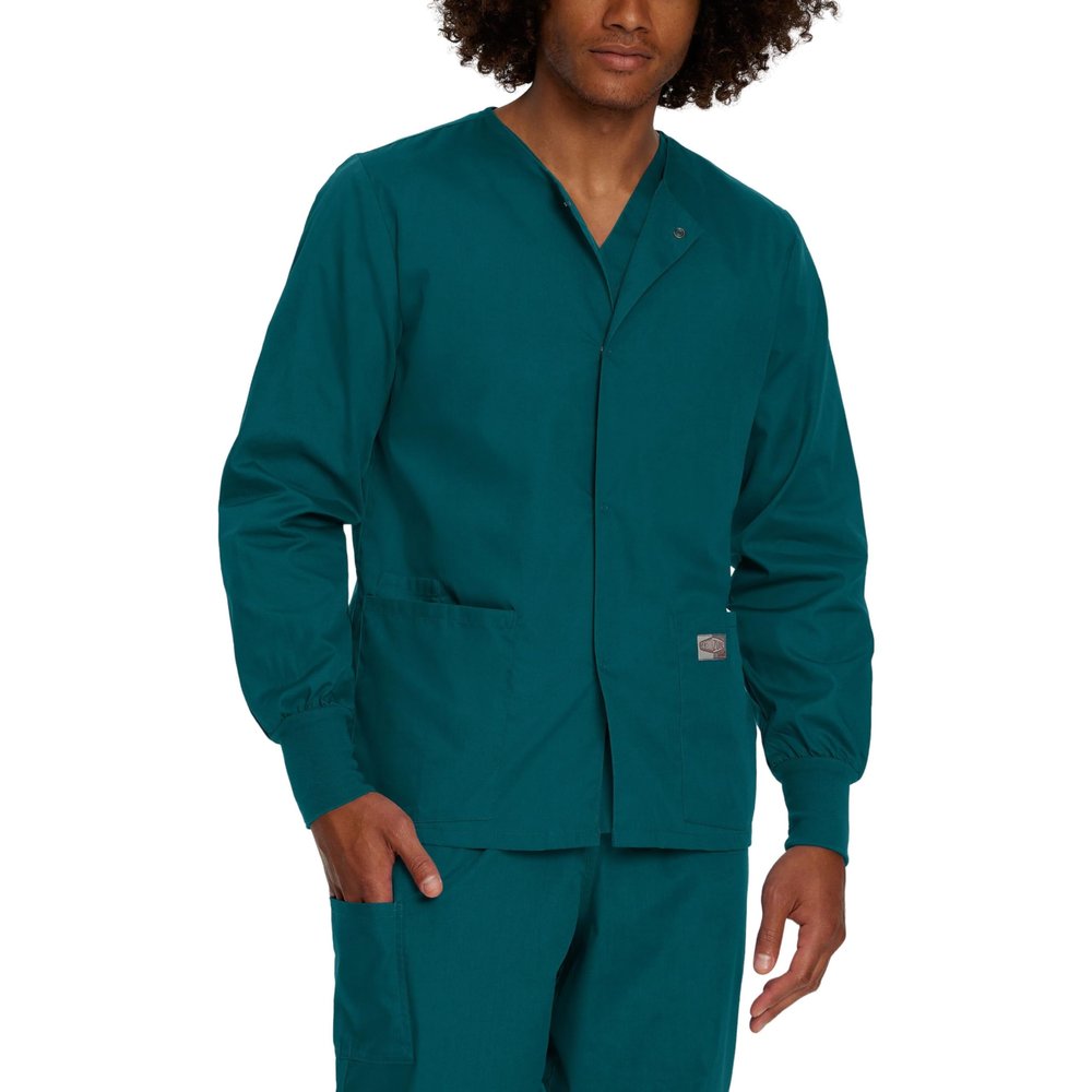 Landau Scrub Zone Unisex Relaxed Fit 2-Pocket Snap-Front Scrub Jacket 75231 Caribbean LGE