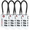 TSA Approved Cable Luggage Locks, Re-settable Combination with Alloy Body (White 4 Locks) view 1